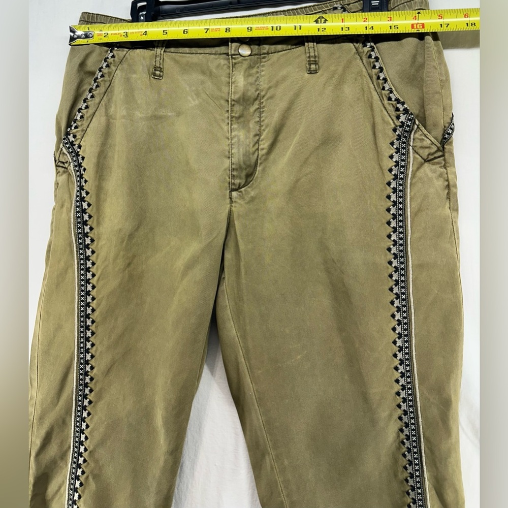 Anthropologie Jogger Pants Green Embroidered Boho Stretch Womens Size M - Picture 4 of 8